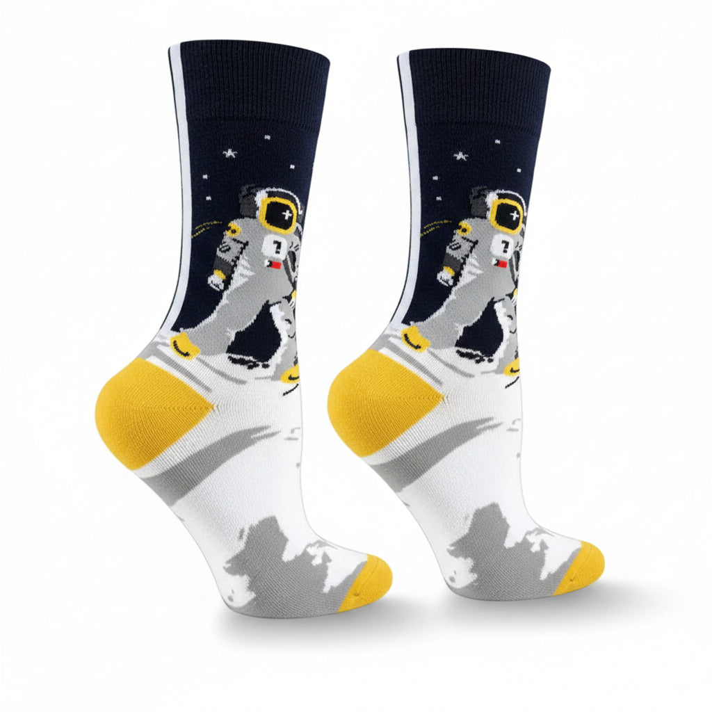 Novelty Science & Space Theme Crew Socks, Cotton Blend